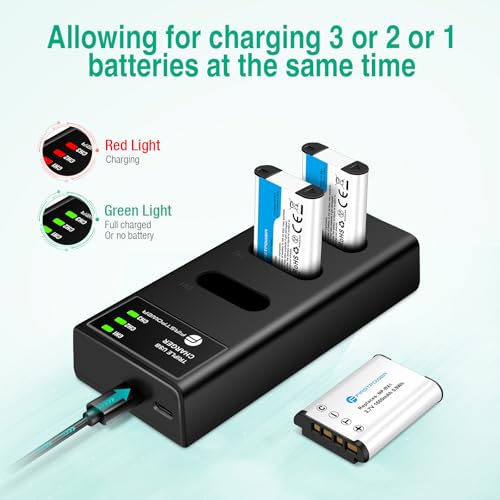 Image of FirstPower NP-BX1 Battery 3X 1600mAh and Triple Slot Charger for Sony ZV-1F | X Type Battery for Sony ZV1, ZV-1 II, ZV1F, Cyber-Shot DSC-HX80, HX90V, HX95, HX99, RX1, RX100 (II /III /IV /V /VA /VI /VII)
