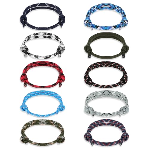 Nautical Braided Rope Bracelet, 20 Pcs Braided Rope Bracelet Sets Handmade Navy Cord Adjustable String Wave Bracelets for Men Friendship