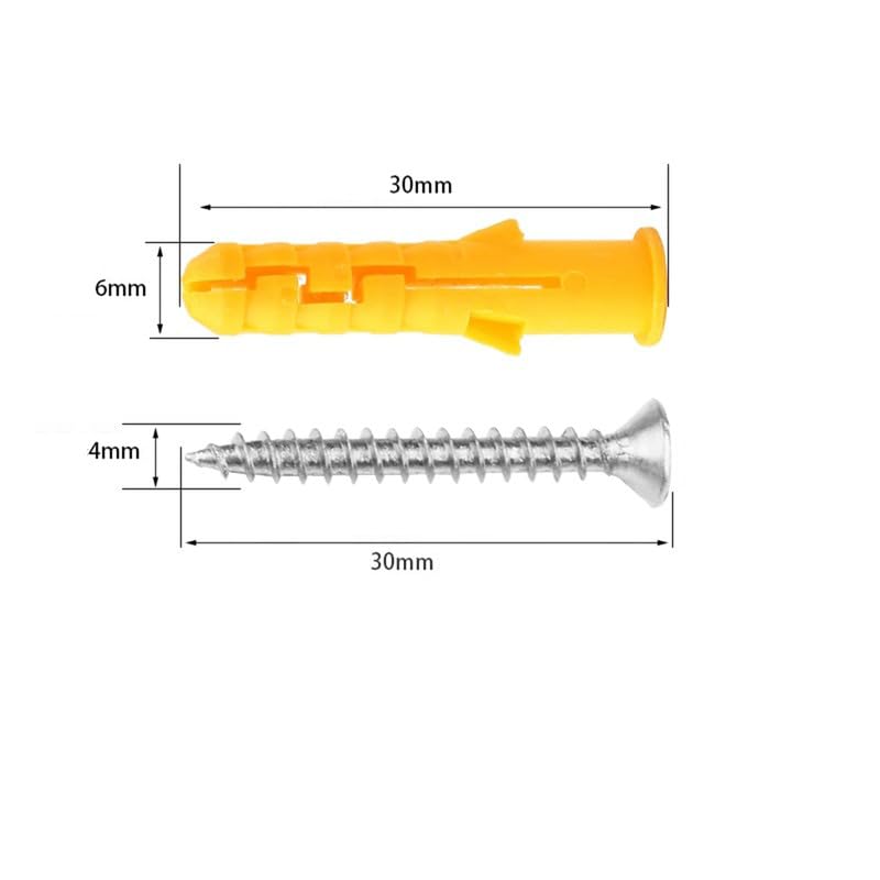 M6 x 30mm Wall Plugs with Self Tapping Screws, Phillips Flathead 304 Stainless Steel Screws, Plastic Screw Plugs - Image 2