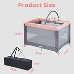 Pamo Babe Portable Playard with Mat Pad and Toy Bar Pink Play Yard for Baby - Image 4