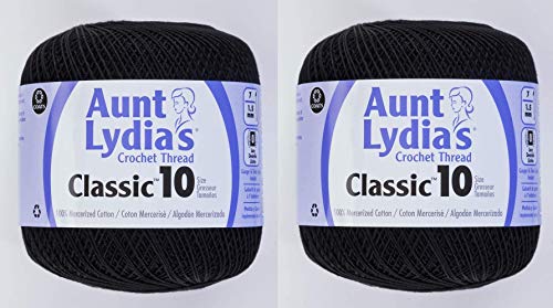 Coats Crochet Classic Crochet Thread, 2 Pack, Black