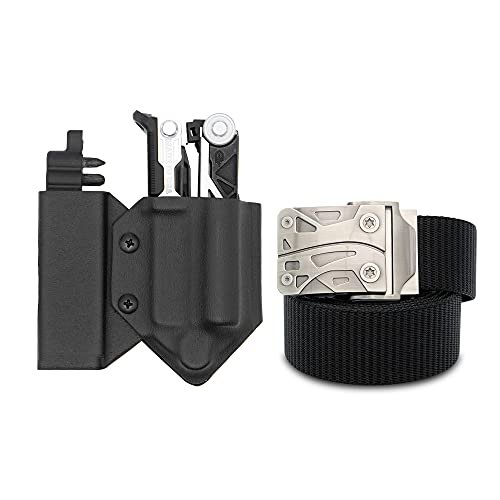 Bundle Of Clip & Carry Black Kydex Multitool Sheath For The Gerber Center-Drive W/Bit Sidecar & Tool Inspired Edc Belt #TOP22