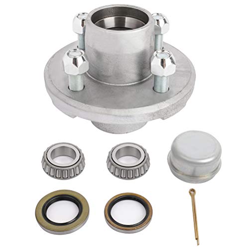 SCITOO Trailer Hub Assembly 4 Lug on 4 Bolt Pattern 2 x 1/16 44649 Bearing fit for 2000lbs axle Galvanized Trailer Brake Hub