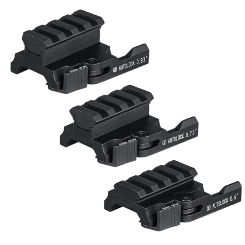 SPINA OPTICS Picatinny Rail 0.5/0.75/0.83 inch Riser Mount, QD Quick Release/Detach Adapter, Low Profile Picatinny Rail Red Dot Sights and Optics, 4 Slots (0.5 inch)