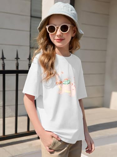 Image of Haloumoning Girls Short Sleeve T-Shirts | Kids, Summer,girls shirts,versized t shirts,Girls T-Shirts,Oversized Tops, Casual Crewneck, Basic Tees 5-14Y
