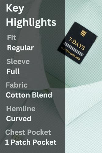 Image of 7-DAYS Premium Men's Formal Shirts - Cotton Rich, Textured Self-Design, Full Sleeve, Regular Fit, Wrinkle Resistant, with Pocket - Perfect for Office