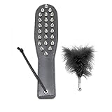 SM Paddel mit Stacheln,Liebes Feder Federkitzler,Erotik Bondage Leder Peitsche Flogger Hand Spanking Slapper Paddel Sexspielzeug für Paare Erwachsene Fetisch Cosplay