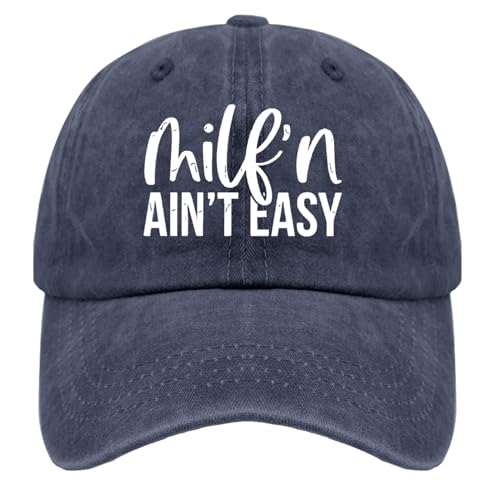 Milf'n Ain't Easy Sun Hat USA Cowboy Hat Navy Blue Mens Hat Gifts for Boyfriends Sun Caps