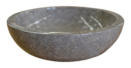 Ocean Line Vasque à Poser en Marbre Gris, Lizea, 40x40x15 cm