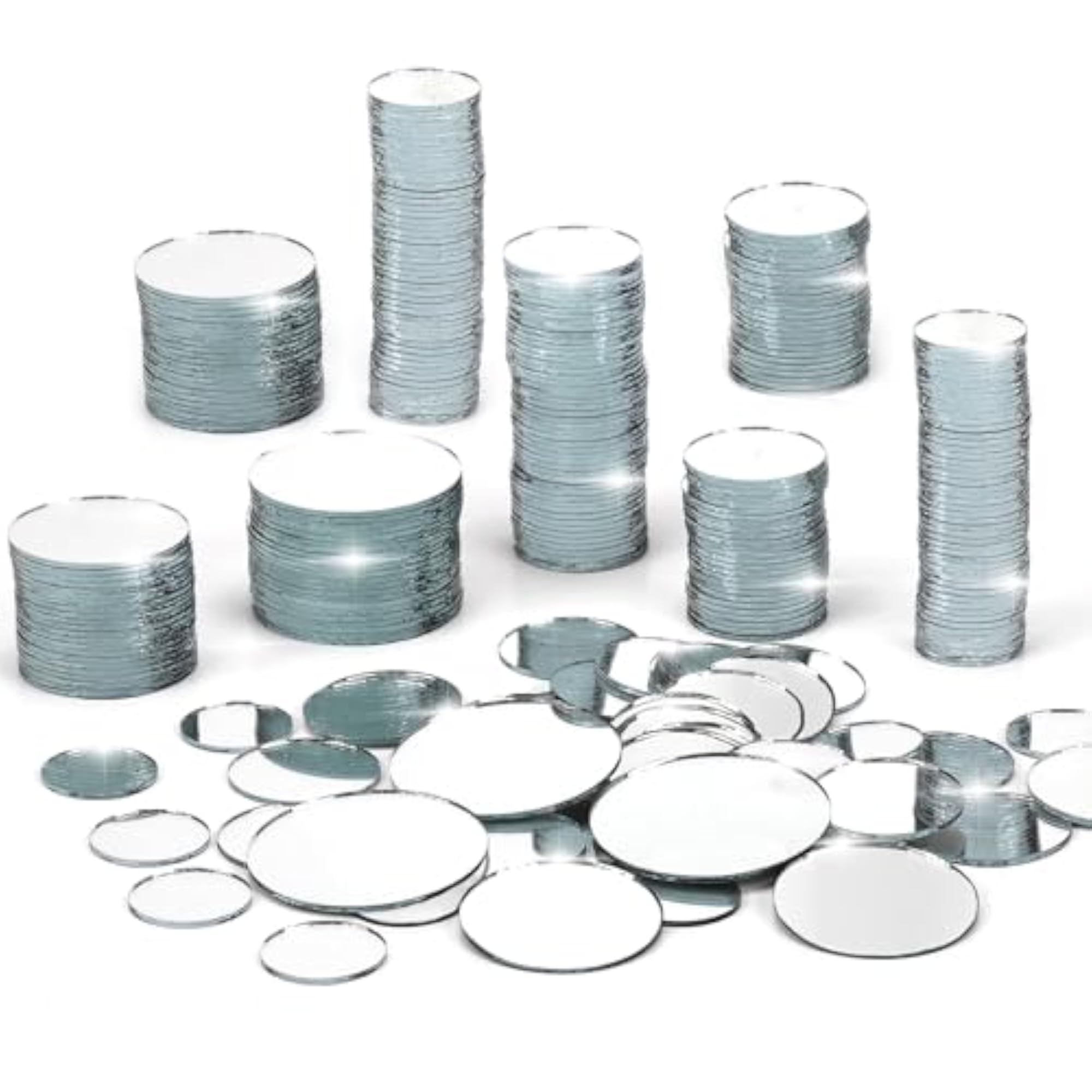 250 Pieces Small Circle Craft Mirror Tiles