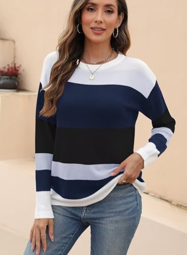 Image of QACOHU Women's Fall Sweater 2025 Crew Neck Long Sleeve Casual Pullover Knitted Sweater Tops