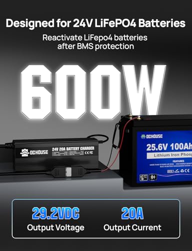 Image of DC HOUSE 24V 20A LiFePO4 Battery Charger 0V Activation for Marine