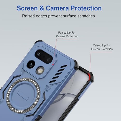 Image of amazon basics Back Case Cover for Realme 16 Pro Plus 5G | Magnetic Case with Built-in Metal Ring | Supports MagSafe Charger, Wallet & Car Mount | Shockproof Hybrid PC + TPU | Blue