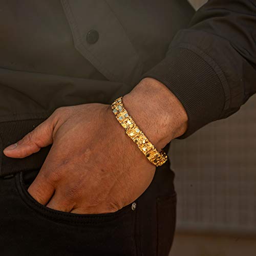 LIFETIME JEWELRY 13mm Rugged Nugget Link Bracelet for Men and Women 24k Gold Plated2