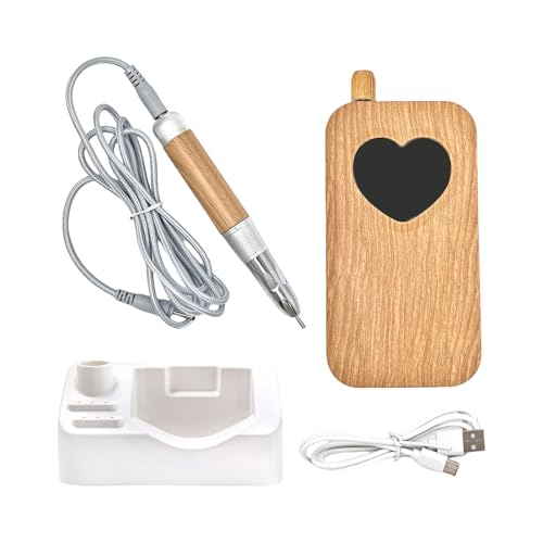 Lime à ongles électrique en bois motif cœur avec vitesse réglable pour manucure à la maison