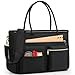 RAINSMORE Laptop Tote Bags for Women 15.6 inch Teacher Bag Large Nurse Utility Bag Computer Messenger Briefcase with Insulated Pocket for Work School Office Business University Black