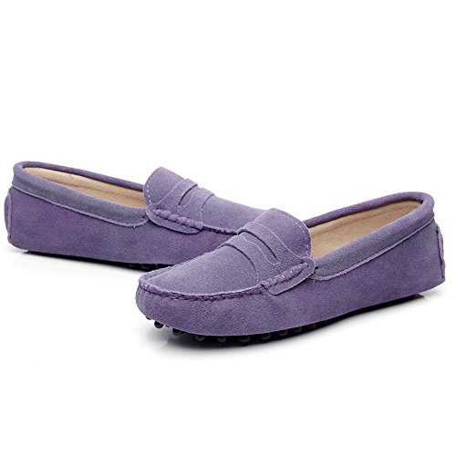 Image of ANUFER Women's Classic Suede Penny Loafers Comfort Handmade Slipper Moccasins