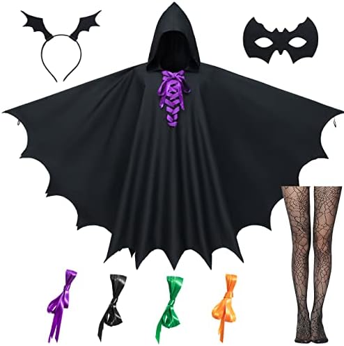 Adult Bat Wings Robe Cape Accessory for Dragon Vampire Witch Costume Cosplay Mask Ears Headband Socks set(Type2 Adult)