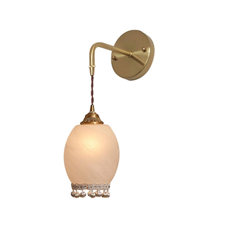 Aplique de pared vintage E27 de latón y vidrio con forma de flor para decoración de pasillos