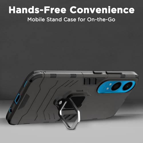 Image of Pikkme D5 Tough Armor Bumper | 360 Protection Case | Ring Holder Stand Case for OnePlus Nord Ce 4 Lite 5G (Black)