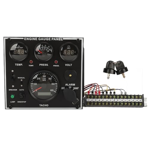 Tbest Juego de Indicadores Digitales para Barcos, Juego de Indicadores para Tablero de Instrumentos, Panel de Indicadores de Motor de Alta Precisión, Tacómetro de Voltaje de