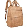 MASINTOR Leather Laptop Backpack for Women, Stylish Computer Backpack College Business Work Shoulder Bags Work and Travel Retro Camel