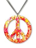 Pink, Orange, and Yellow Peace Sign Necklace