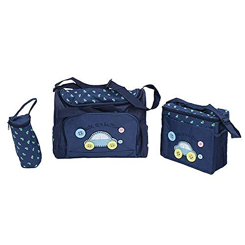 Ubersweet Imported 4pcs Cute As Button Embroidery Baby Nappy Changing Bags Sets Dark Blue V5D7_8514