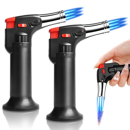 2 accendini tempesta con 3 fiamme jet, ricaricabili a gas, accendini elettrici, antivento, per candele, cucina, campeggio, barbecue, camino, regali per uomini (senza gas)