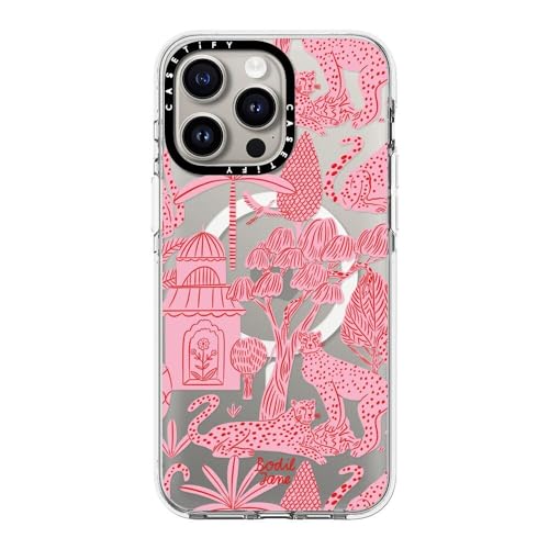Coque iPhone 15 Pro Max CASETiFY transparente Rose paradis guépard compatible avec MagSafe