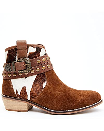 Shyanne Women's Raelynn Fashion Booties Round Toe Brown #TOP1