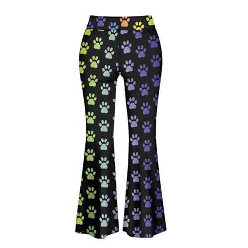 Spowatriy Calça feminina bootcut para ioga, treino, cintura alta, calça de moletom com controle de b