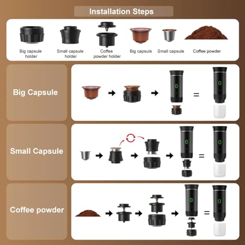 Cafetera portátil eléctrica recargable 150 ml miniatura 7