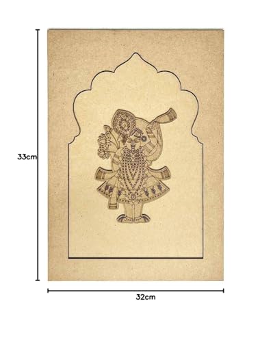 Image of ADIKALA Mdf Jharokha With Shreenath ji Engraved Design & Square Shaped Base Cutout For DIY Craft