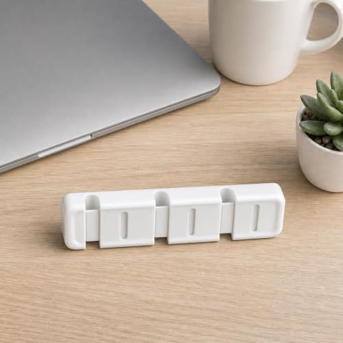 Organizador de cables para escritorios, clips para cables para hogar y oficina, gestión de cables, rosa con varillas blancas miniatura 7