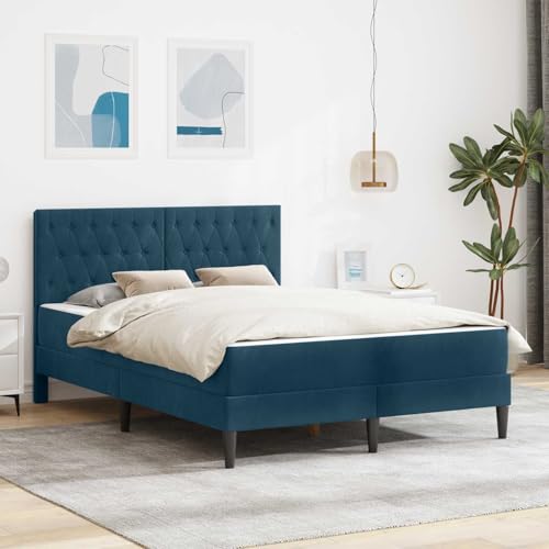 kithwjll Estructura de cama con colchón azul, 120 x 190 cm, terciopelo, somier de láminas para dormitorio, habitación de invitados, habitación infantil, ergonómico, transpirable