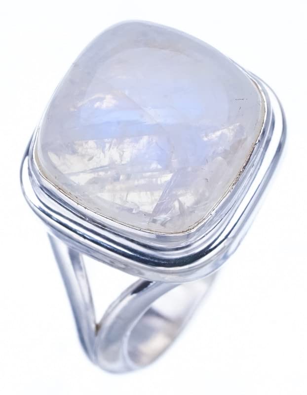 Pierre de lune bague en argent 925 faite à la main taille 46 1/2 StarGems