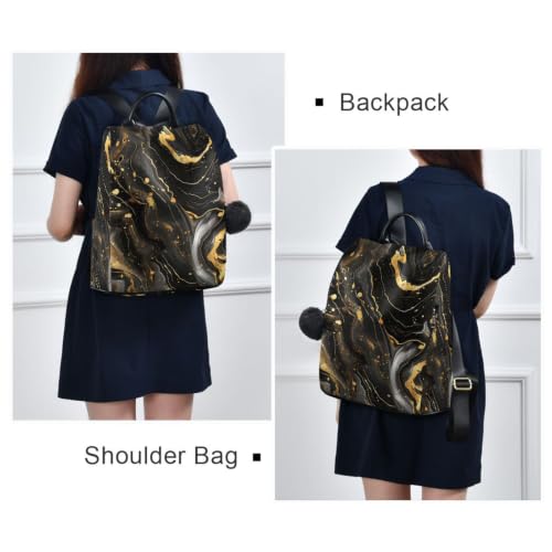 Image of ALAZA Luxury Black & Gold Marble Backpack Purse for Women Anti Theft Fashion Back Pack Shoulder Bag