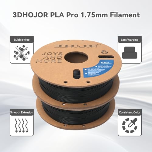 Image of 3DHoJor PLA Pro Filament 1.75mm 3D Printing Filament PLA + Bundle 1kg*2 (4.4lbs) Cardboard Spool Dimensional Accuracy + /- 0.03 mm-2 Pack Black