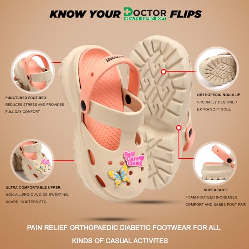 Image of DOCTOR HEALTH SUPER SOFT Stylish and Light Weight & Waterproof Anti Skid Women Clogs with Cushioned Footwear || Comfortable with Adjustable Back Strap Women Clog Everyday Wear