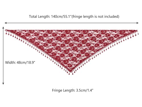 Lace Rose Floral Mantilla Scarves, Tassel Mesh Triangle Shawl, Chapel Head Covering Mass Bridal Veils3