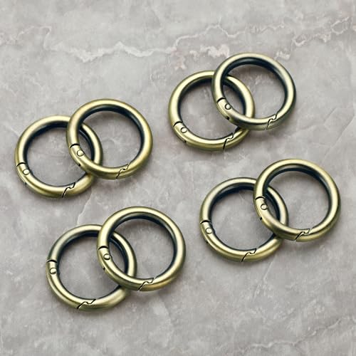 Image of Gkeygo Key Ring Clip, 1 Inch Keychain Rings, 8 Pack Round Carabiner Clip for Keys, Buckle, Bags, Purses - Key Chain Hooks Replacement Keychains Lanyard DIY Crafts, Bronze