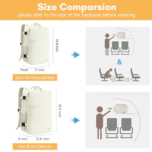 Image of Taygeer Large Travel Backpack, 17 inch Laptop Backpack for Women | Airline Approved Personal Item Mochila, 40l Luggage Carryon Work Bag for friend and Ladies Business Travel Hiking, Beige