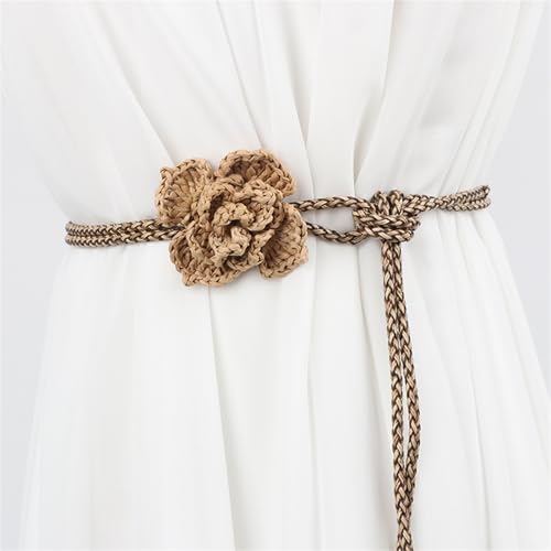 Vintage Flower Designs Woven Waist Belt Adjustable Length Waist Rope for Women Dresses and Skirt Spring All Matching4
