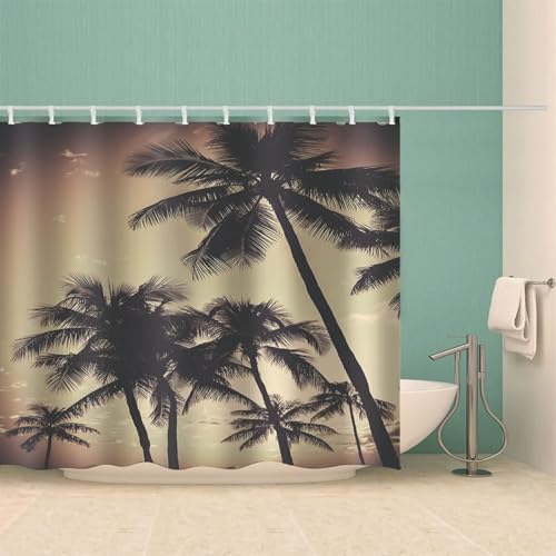 Rideau de douche en tissu vert coco lavable et imperméable en polyester