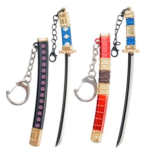 ixampoun 2ps Mini Toy Katana Keychain, Metal Model Sword with Pull Out Best Gift for Anime Lovers Samurai Sword Game Series (colours 1)