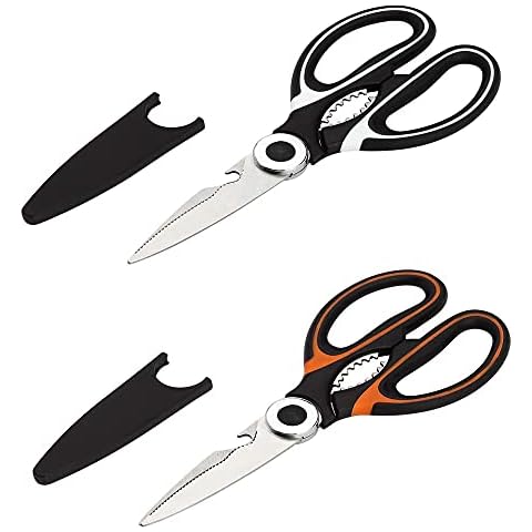 Kitchen Scissors 2PCS Heavy Duty Kitchen Scissor Multi-Purpose Stainless Steel Kitchen Shears with Cover for Chicken Meat Bones Fish Vegetables Cover