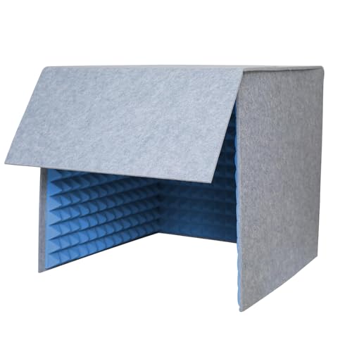 Cabina de aislamiento de sonido, portátil de escritorio insonorizada con reducción de ruido acústico para grabación, diseño de ángulo recto de 31.5 pulgadas