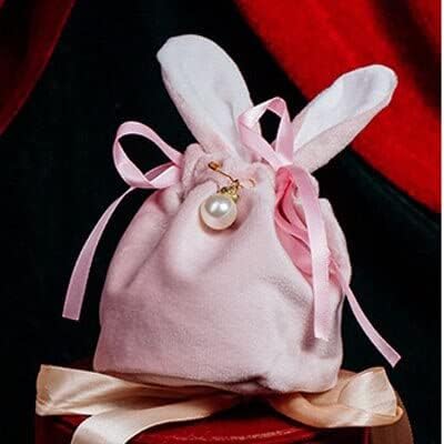 Wedding Candy Bag with Rabbit Ears Bags Jewelry Packaging Bags Candy Cooikes Gift Bags Party Supplies (Pink,50pcs)