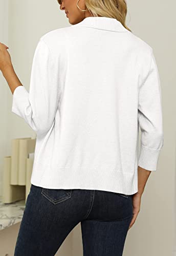 Image of Women's 3 /4 Sleeve Cropped Cardigan Sweater Open Front Short Shrugs Cardigans Lightweight Sweaters